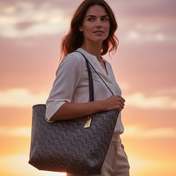 Coach City Tote Navy monogram leather, and coated canvas EUC CF342 - Picture 5 of 16